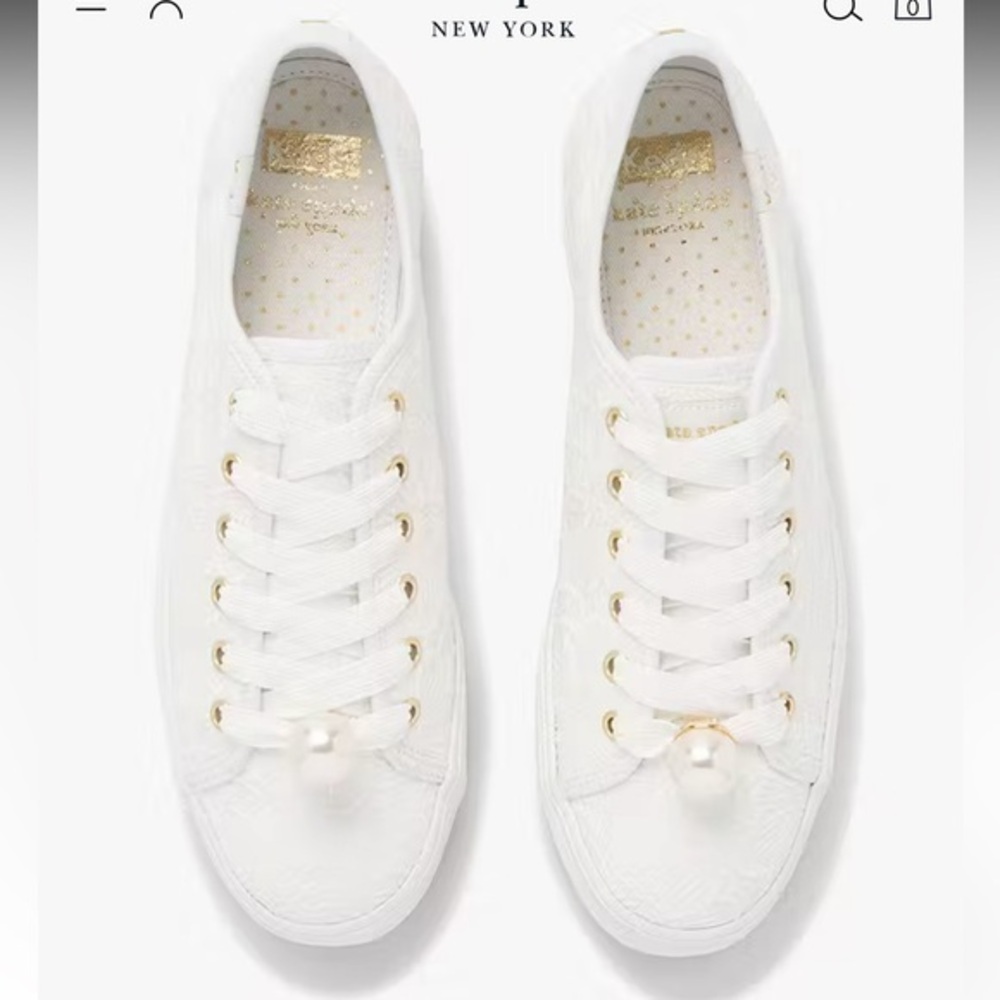 Kate Spade Triple kick New York floral eyelet & pearl Ked sneaker’s 10